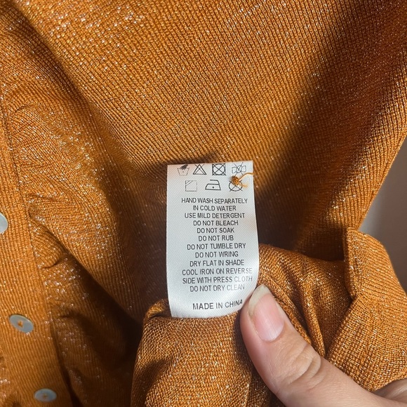Suboo Revolve Asha Lurex Shirt Dress in Rust size medium midi sexy - Picture 7 of 9
